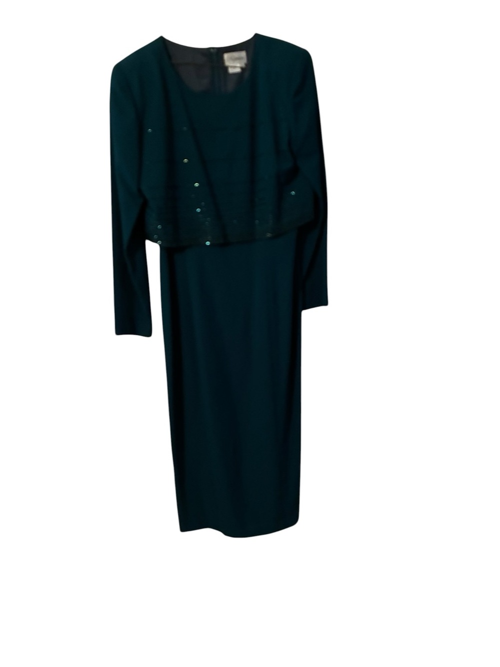 Elegant Teal Long Sleeve Layered Dress